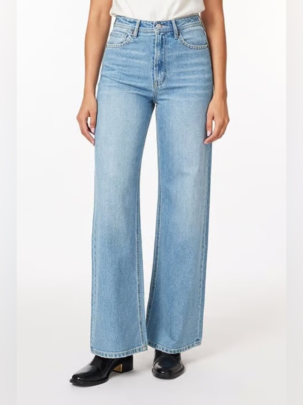 New Scotch & Soda The Daze Wide Leg High Rise Jeans In Light Blue Size 19 / 30